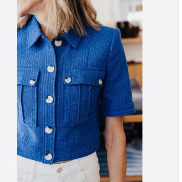 Veronica Beard Rosalina Cobalt Short Sleeve Jacket 16 - Picture 4 of 12